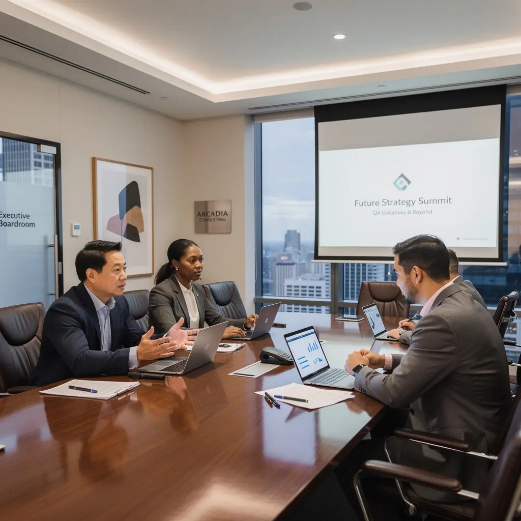 Зона переговоров с уникальным дизайном и корпоративными цветами.