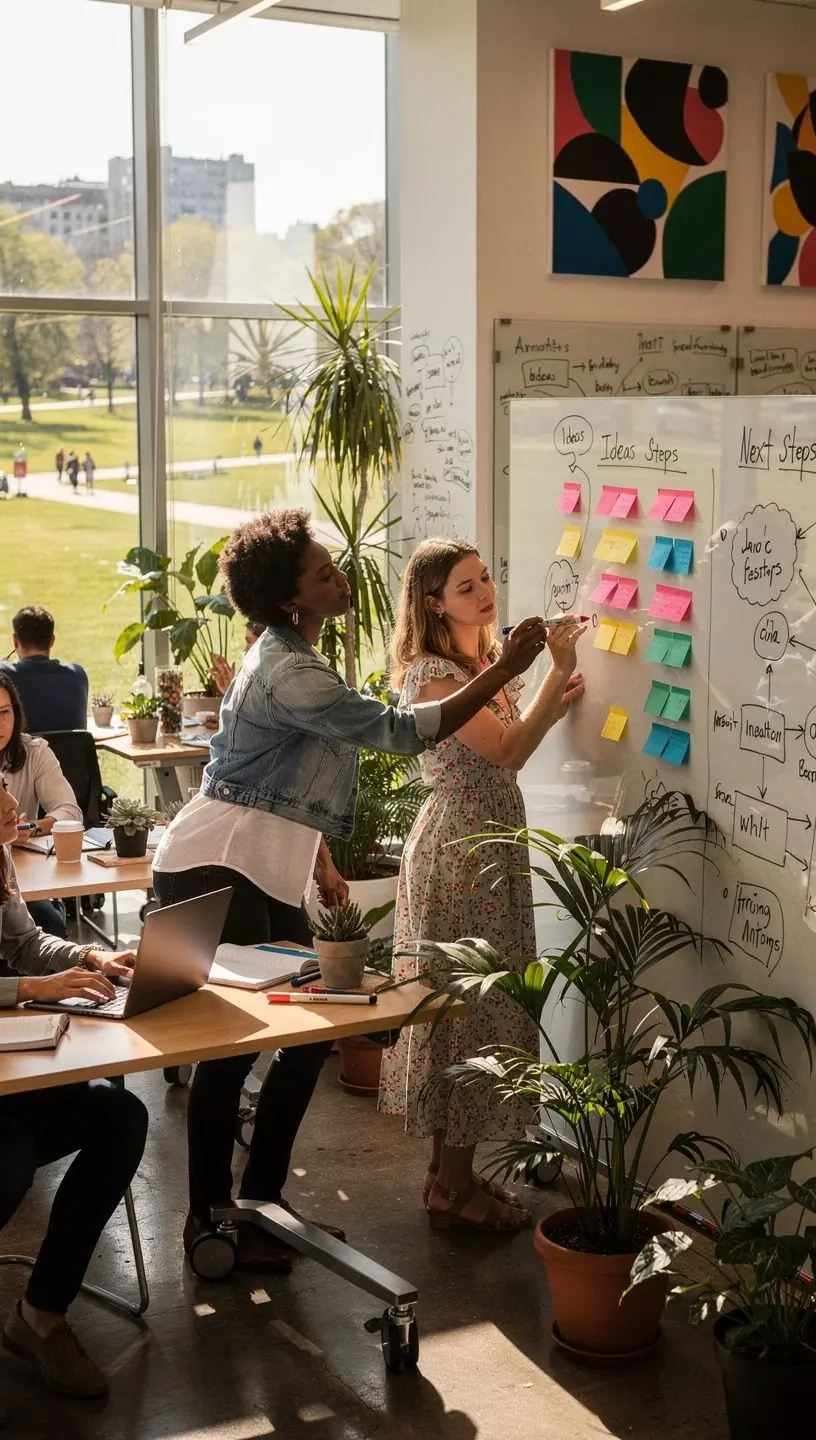 Офисный коридор с четкими указателями и современным оформлением.